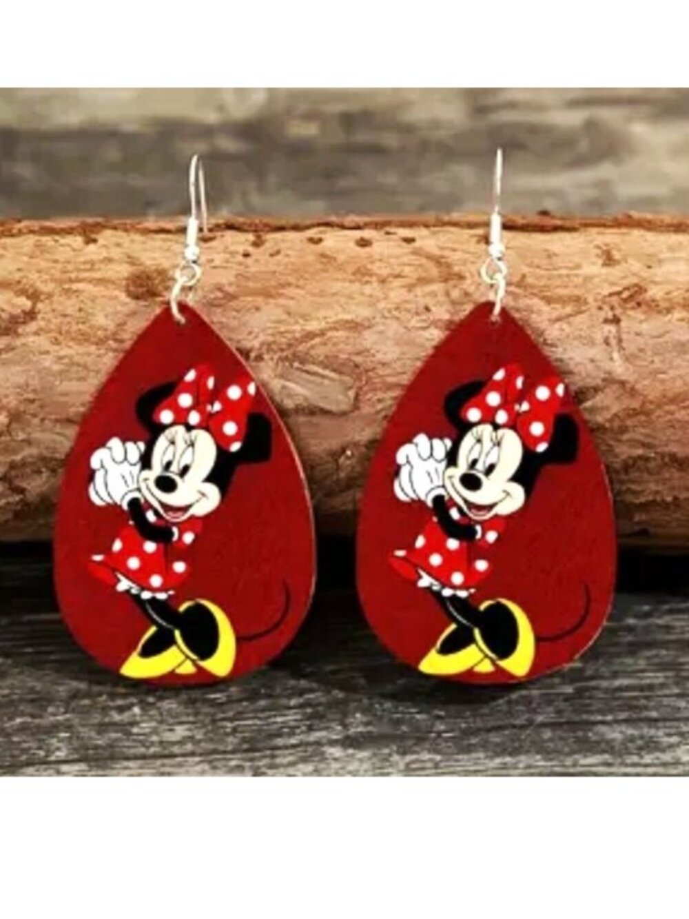 Earrings Minnie Mouse Wood Mickey Dangle Trendy Disney Vacation Parks Stylish